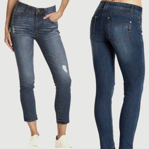 Democracy 8 'ab'technology* Distressed Raw Hem* Stretchy Skinny Mid-Rise